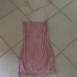New with tags super cute pink/champagne sparkle dress